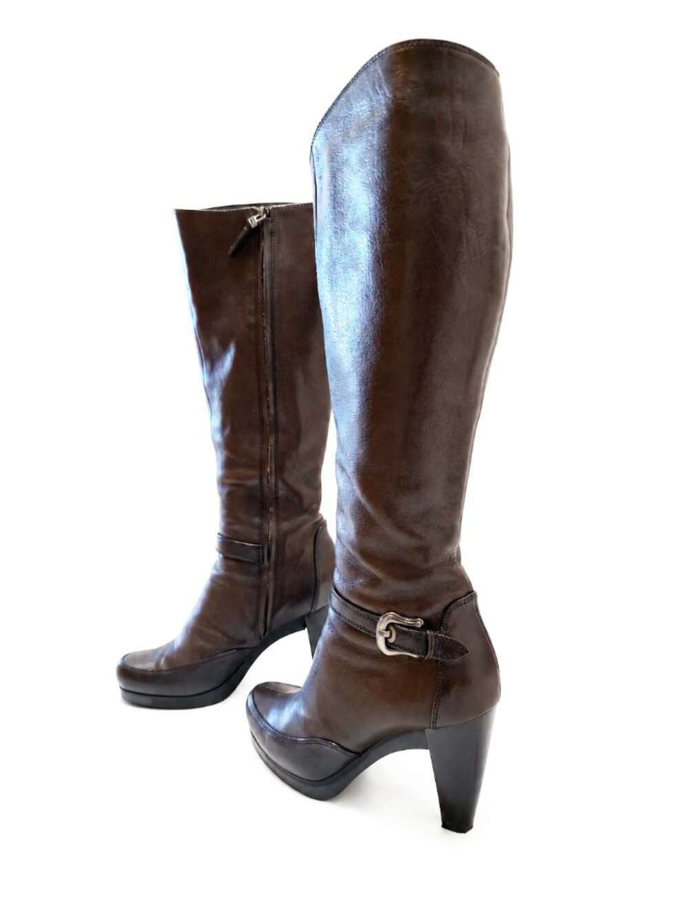 Fendi Stivale Mix Vitello Knee-High Boots Nero+Moro EU40 — FW2008 Made in Italy